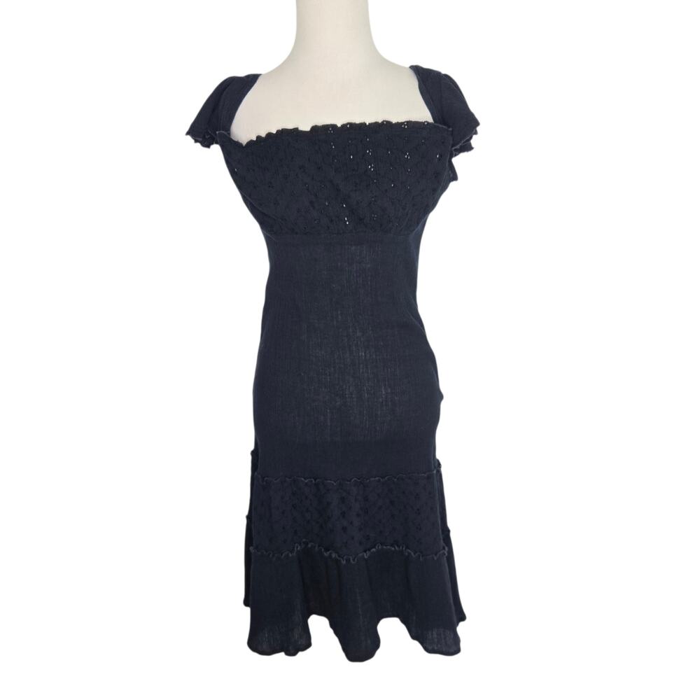Gauzy Coquette Fairy Grunge Dress Milkmaid Embroidered babydoll Women Medium